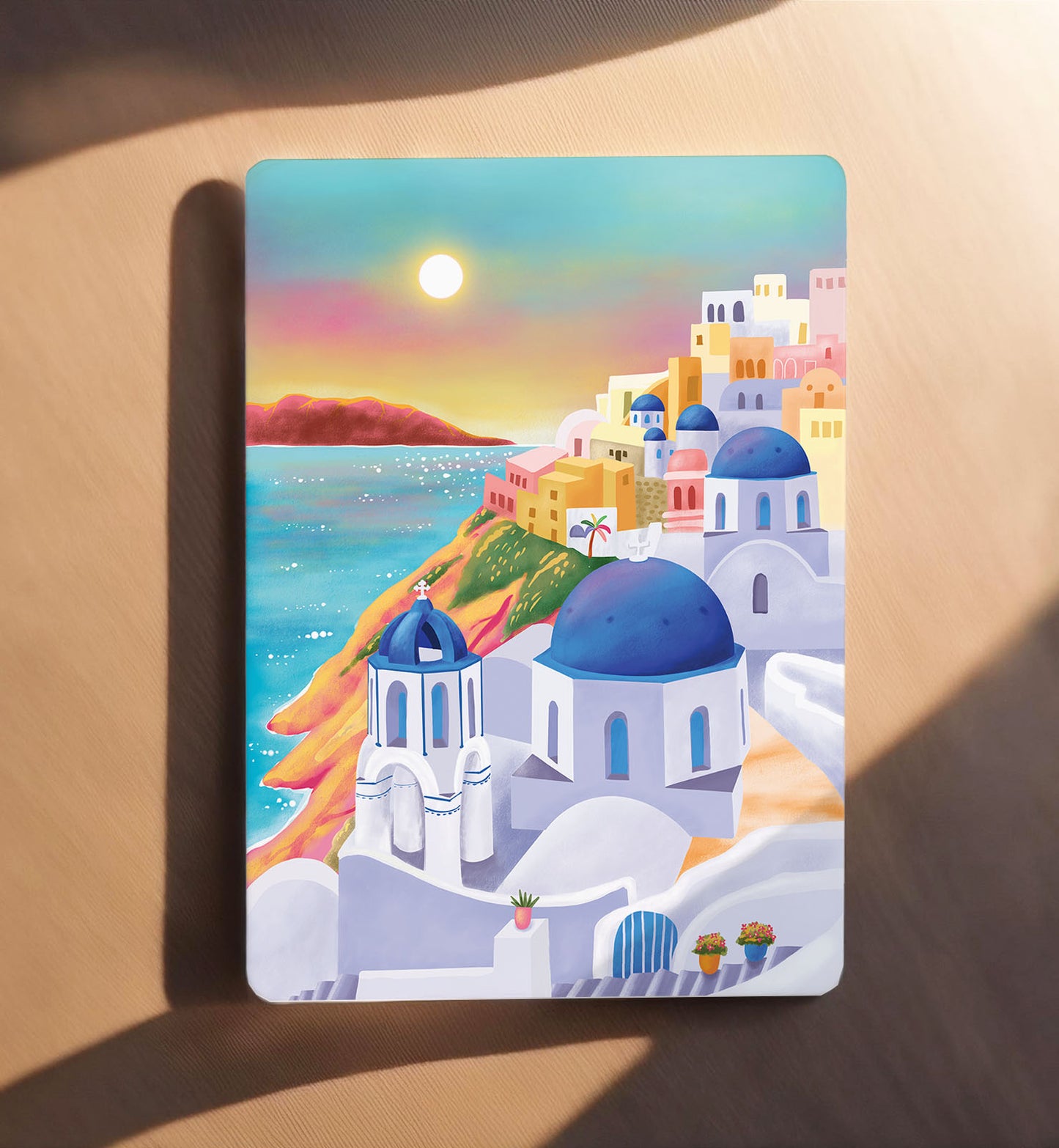 Kaart Santorini Griekenland reizen plaatsen wereld ansichtkaart