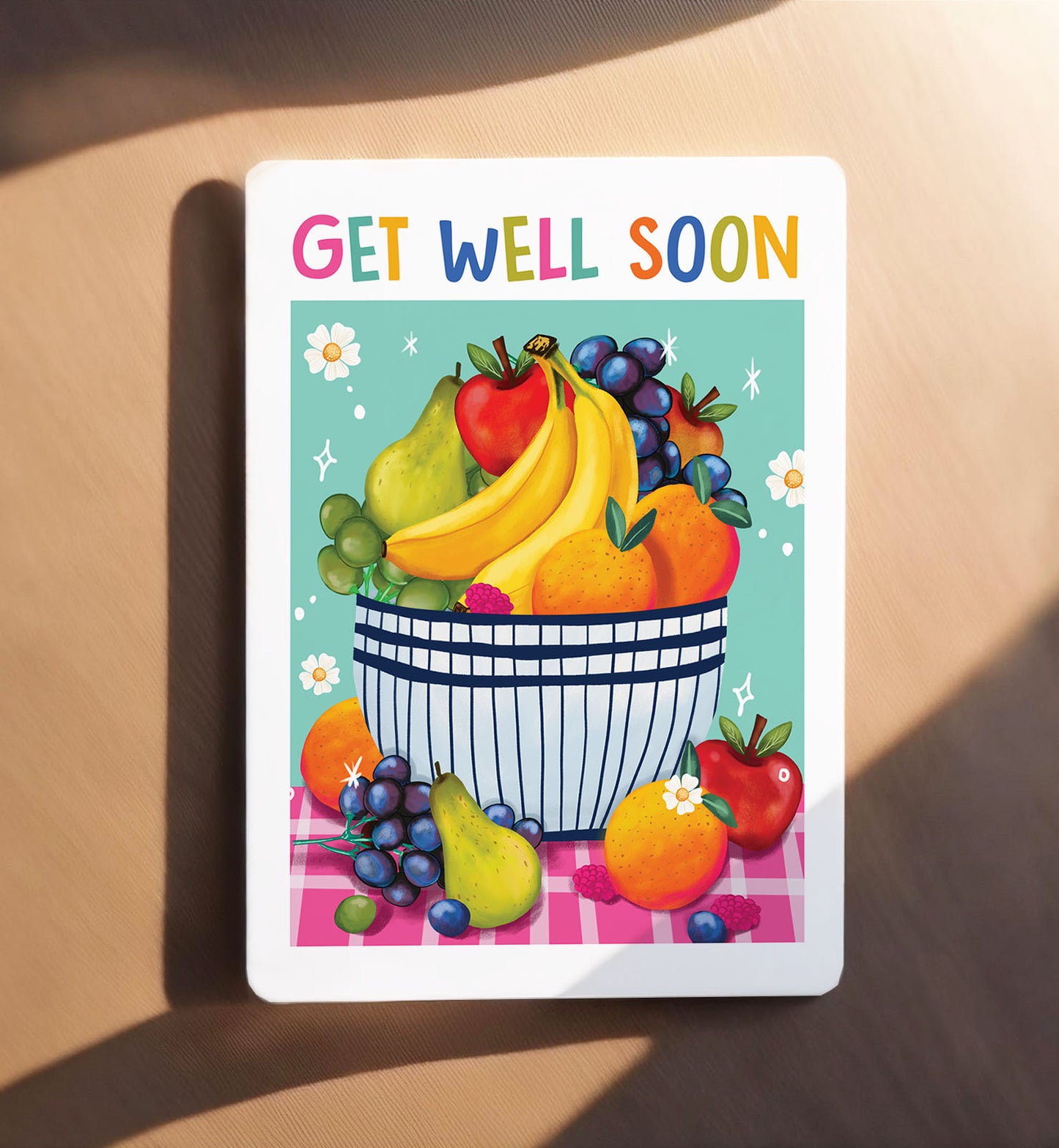 Kaart beterschap get well soon fruit fruitschaal ansichtkaart