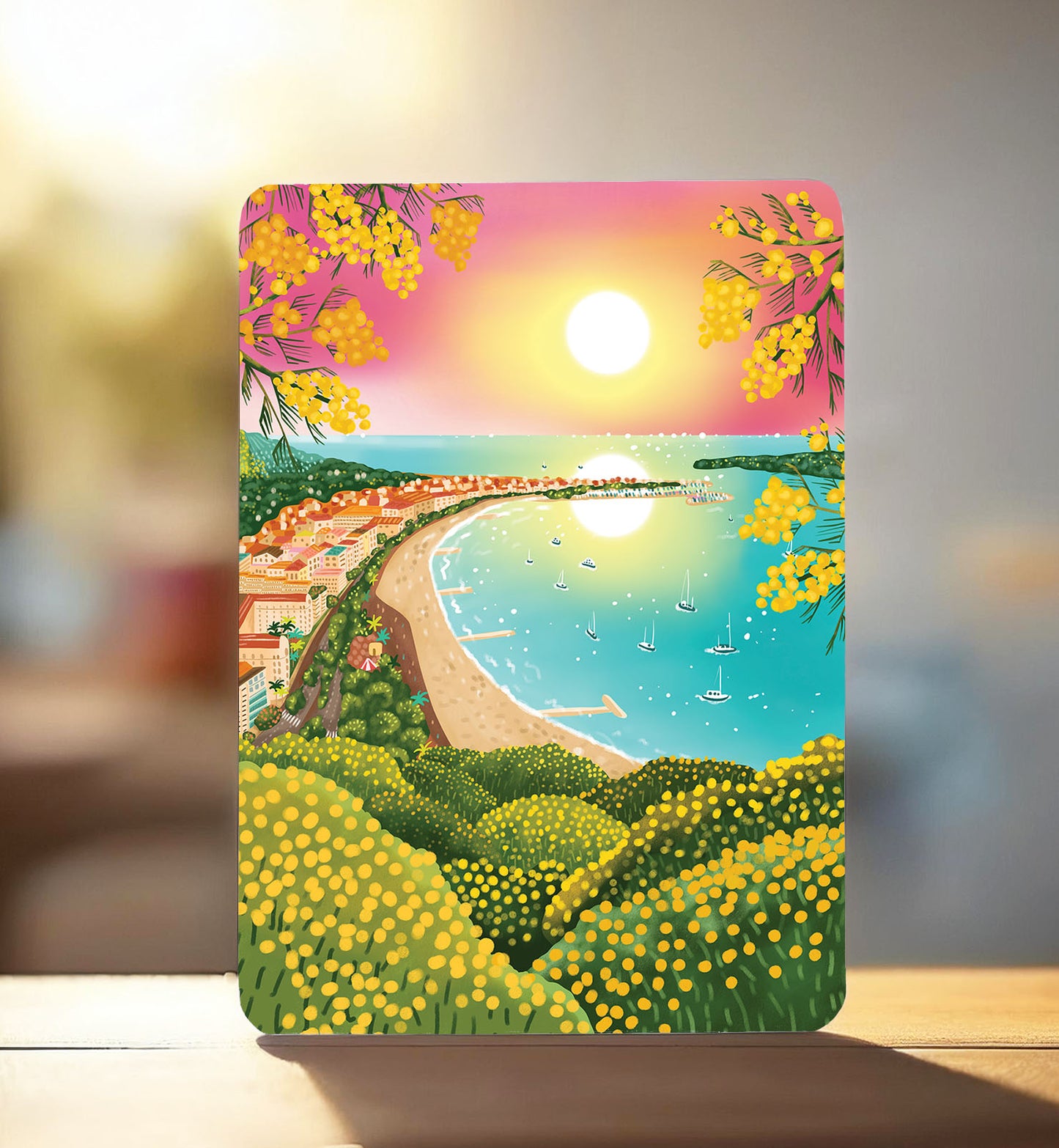 Kaart Cannes Provence Frankrijk Mimosa reizen plaatsen wereld ansichtkaart