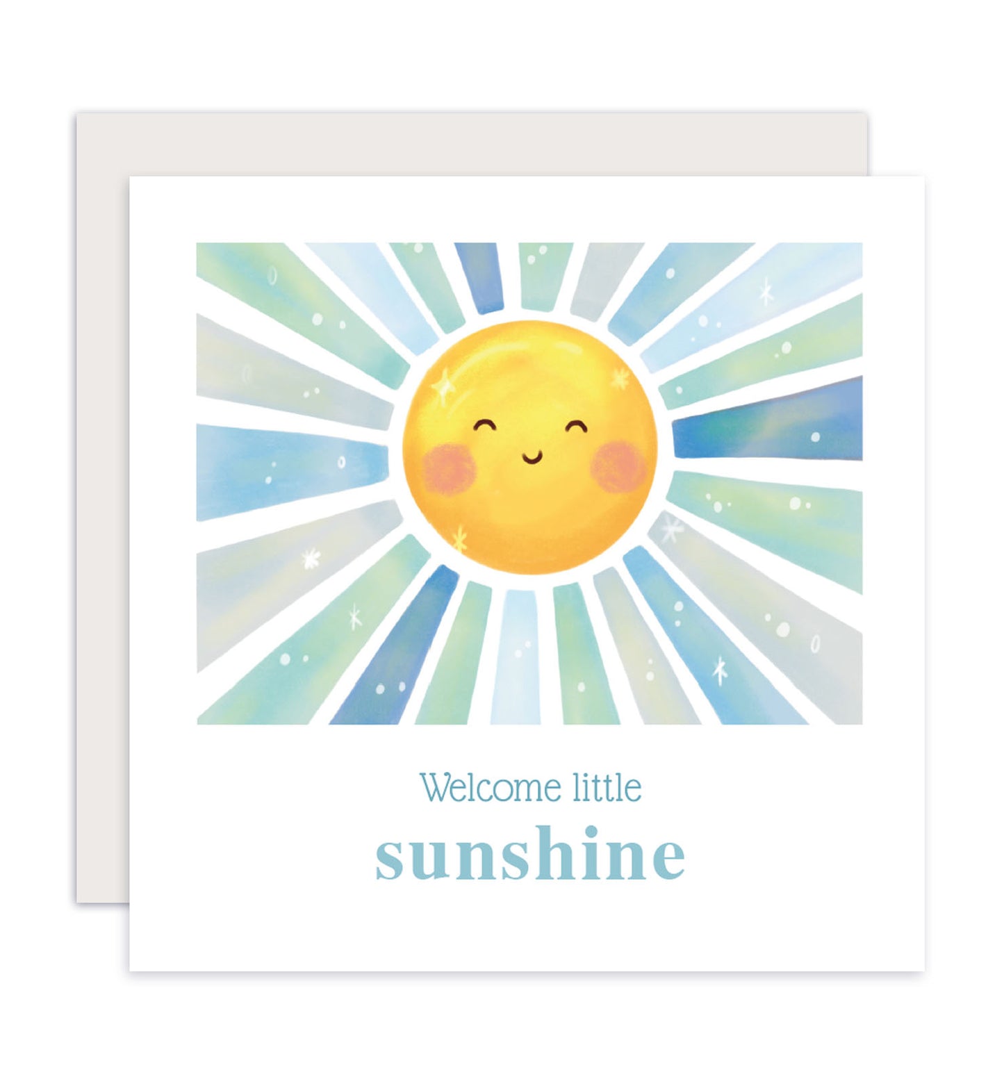 Kaart felicitatie geboorte jongen zonnestraal pastel kleuren baby