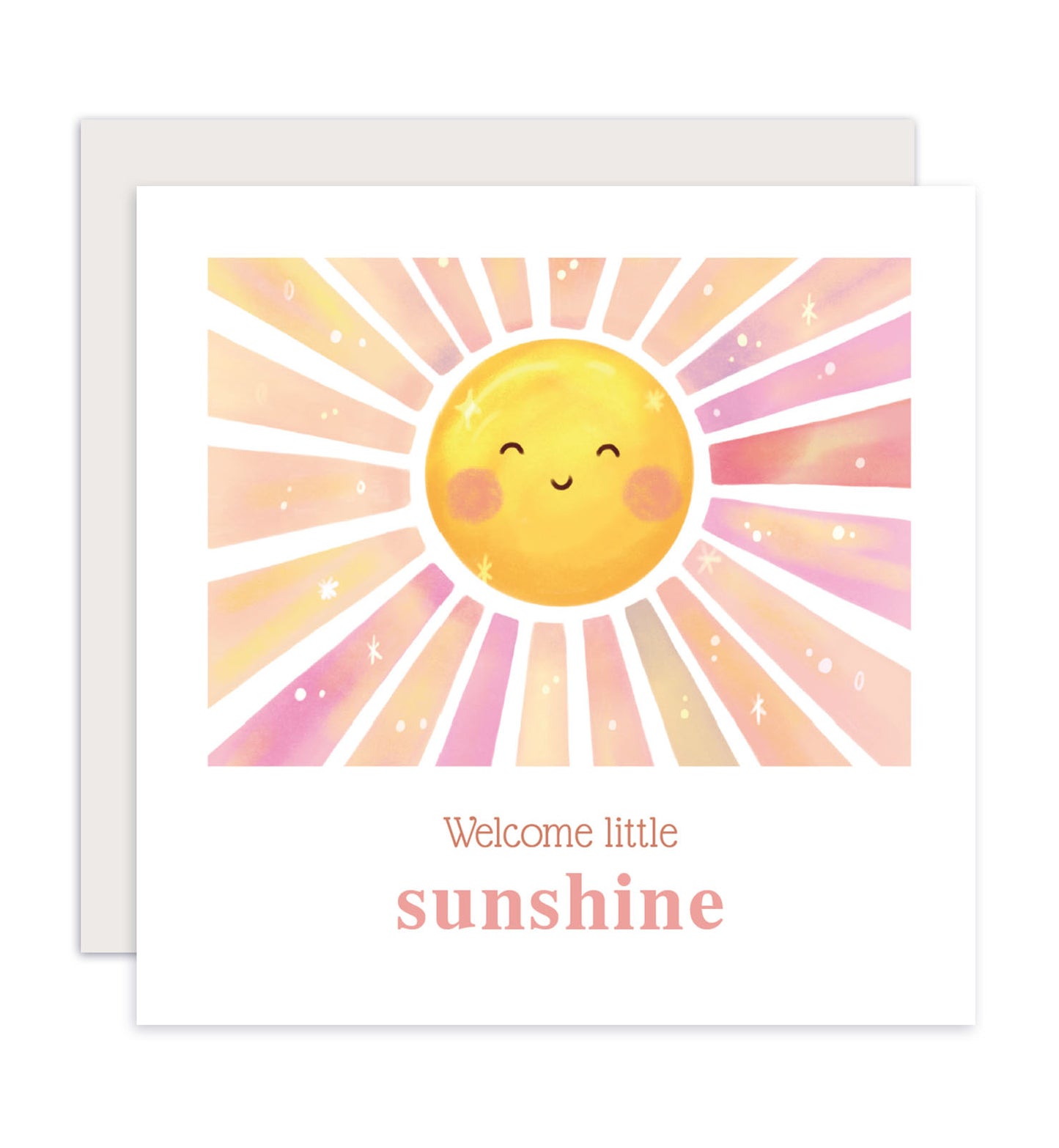 Kaart felicitatie geboorte meisje zonnestraal pastel kleuren baby
