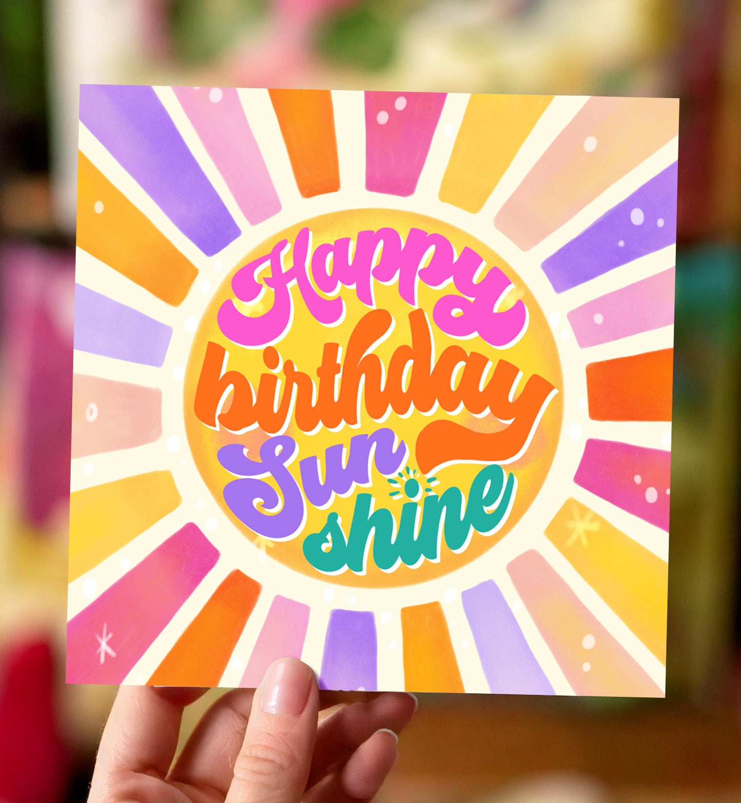 Kaart verjaardag felicitatie sunshine zon vrolijke kleuren