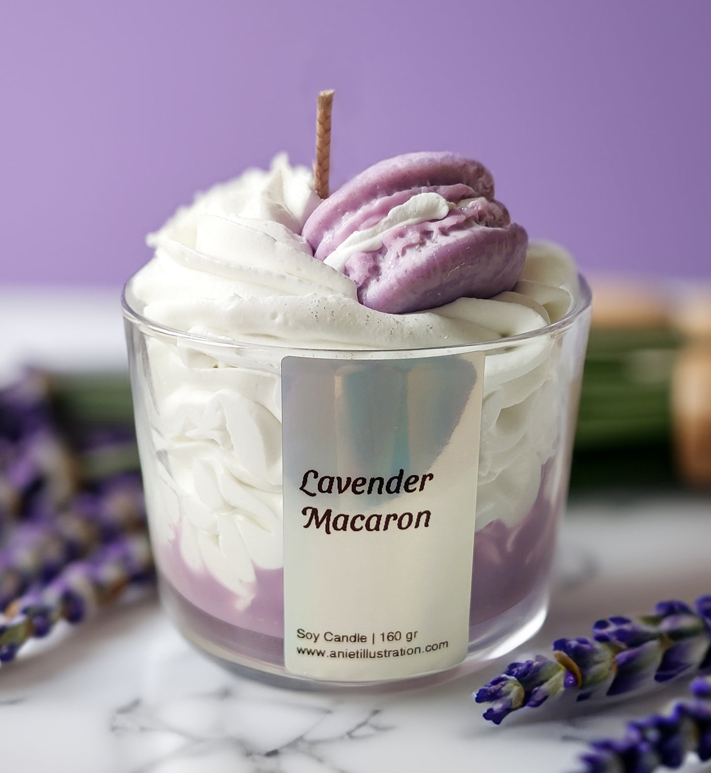 Geurkaars Lavender Macaron Dessert Kaars