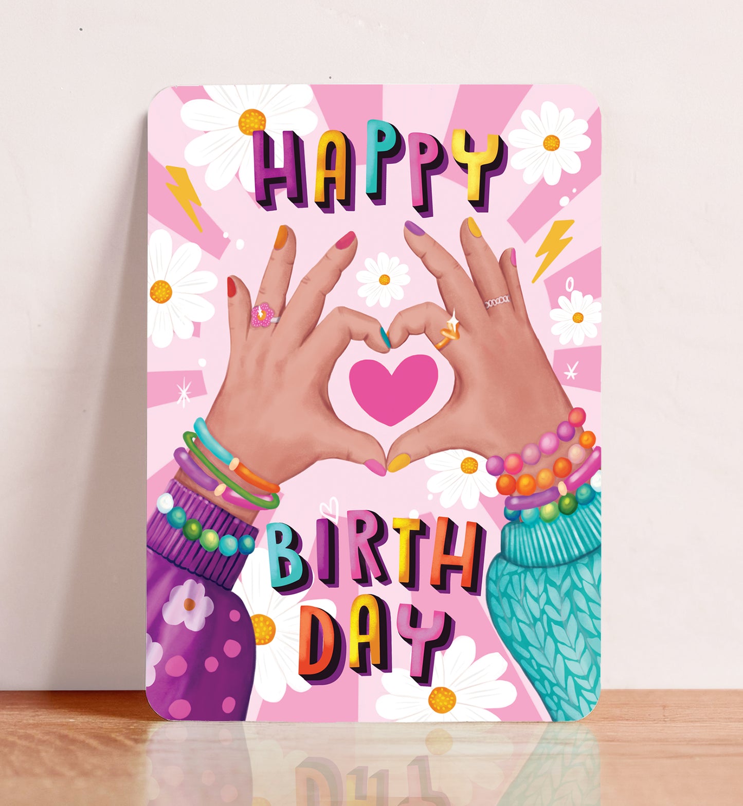 Kaart verjaardag felicitatie handen maken hart vrienden besties ansichtkaart