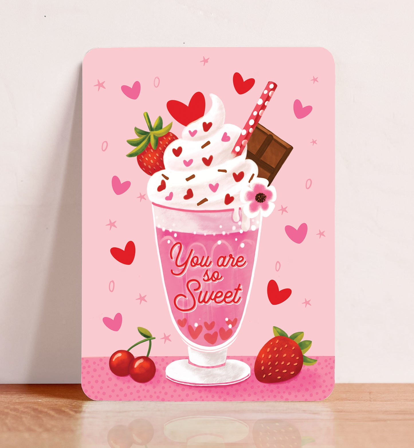 Kaart liefde valentijn you are sweet milkshake hart ansichtkaart