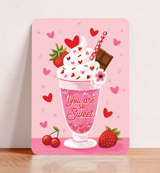 Kaart liefde valentijn you are sweet milkshake hart ansichtkaart