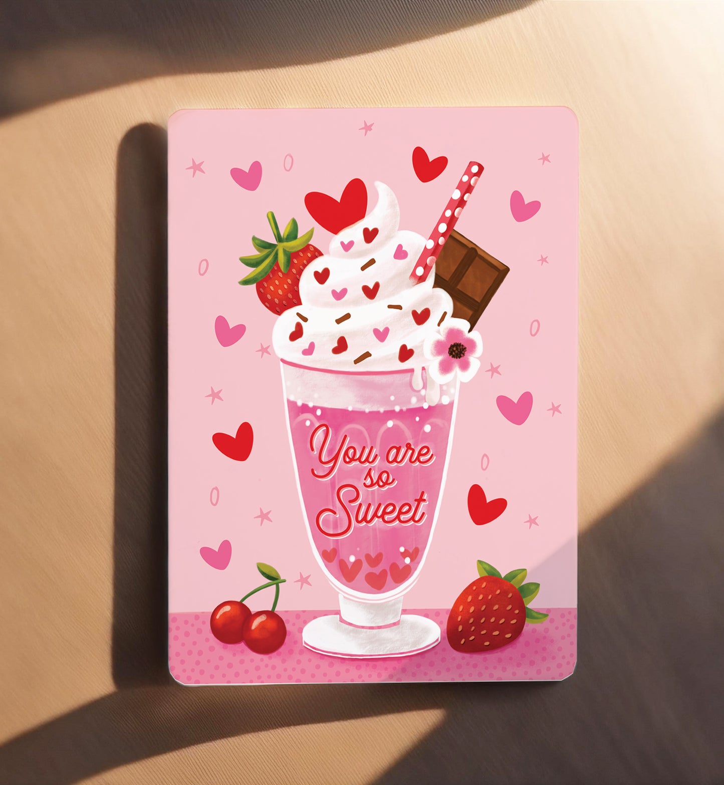 Kaart liefde valentijn you are sweet milkshake hart ansichtkaart