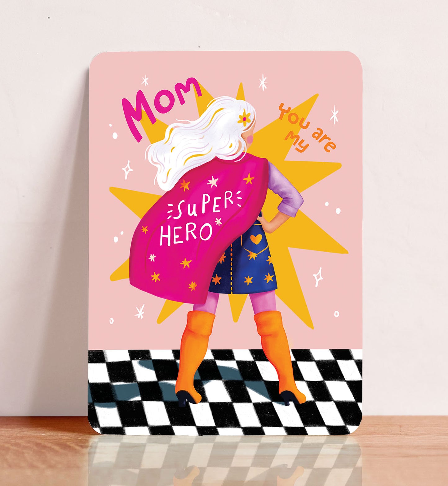 Kaart moederdag super hero vrouw oma moeder held ansichtkaart
