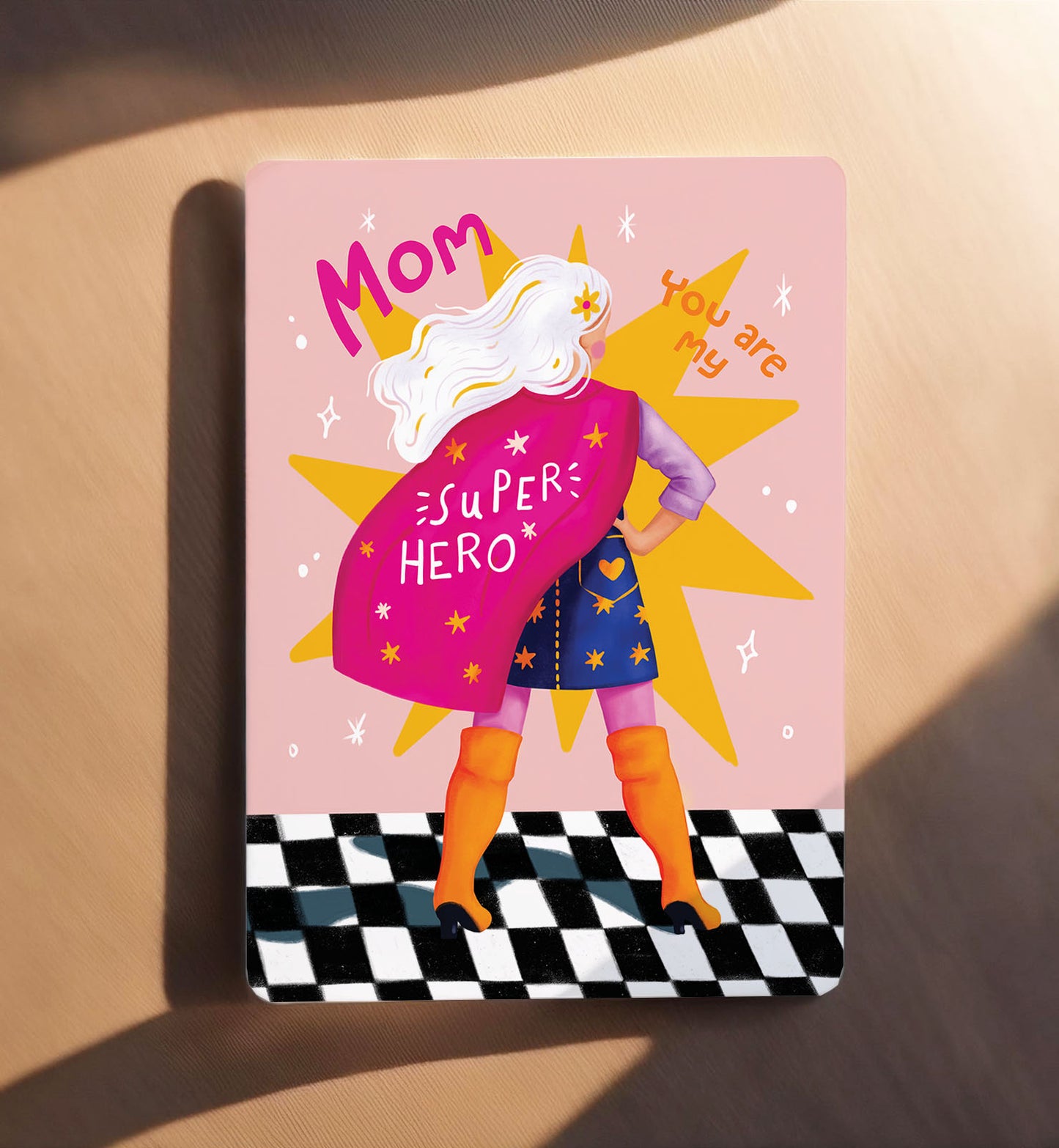 Kaart moederdag super hero vrouw oma moeder held ansichtkaart