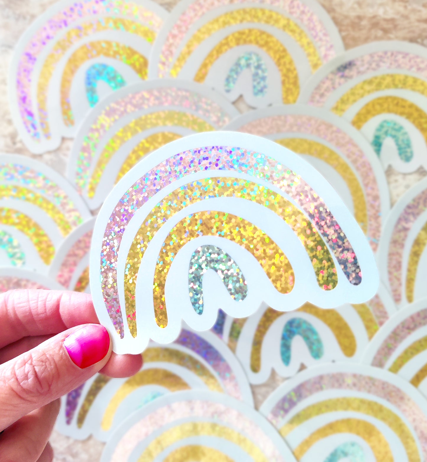 Sticker regenboog met glitter vinyl