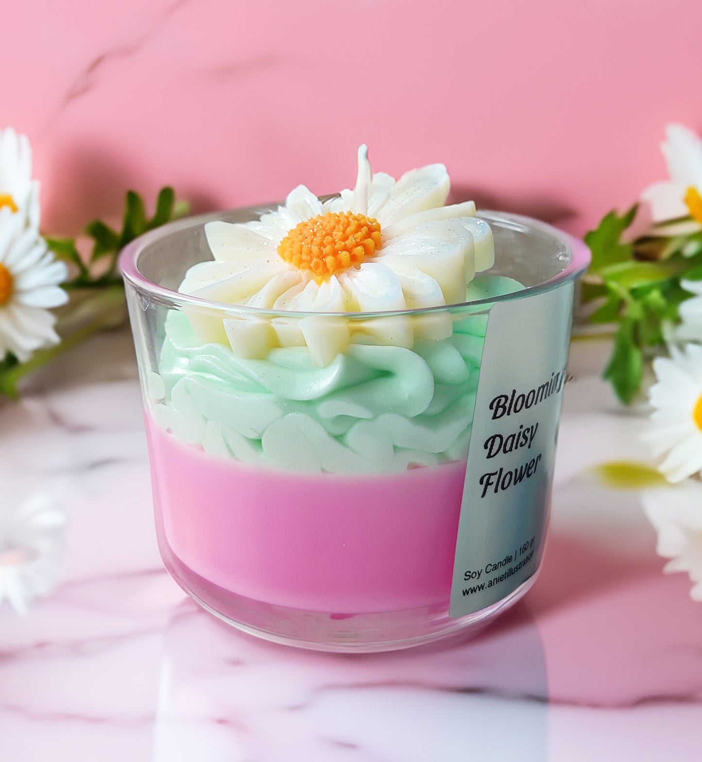 Geurkaars Blooming Daisy Flower Madelief Bloem Zomer Lente Dessert Kaarsen Decoratie