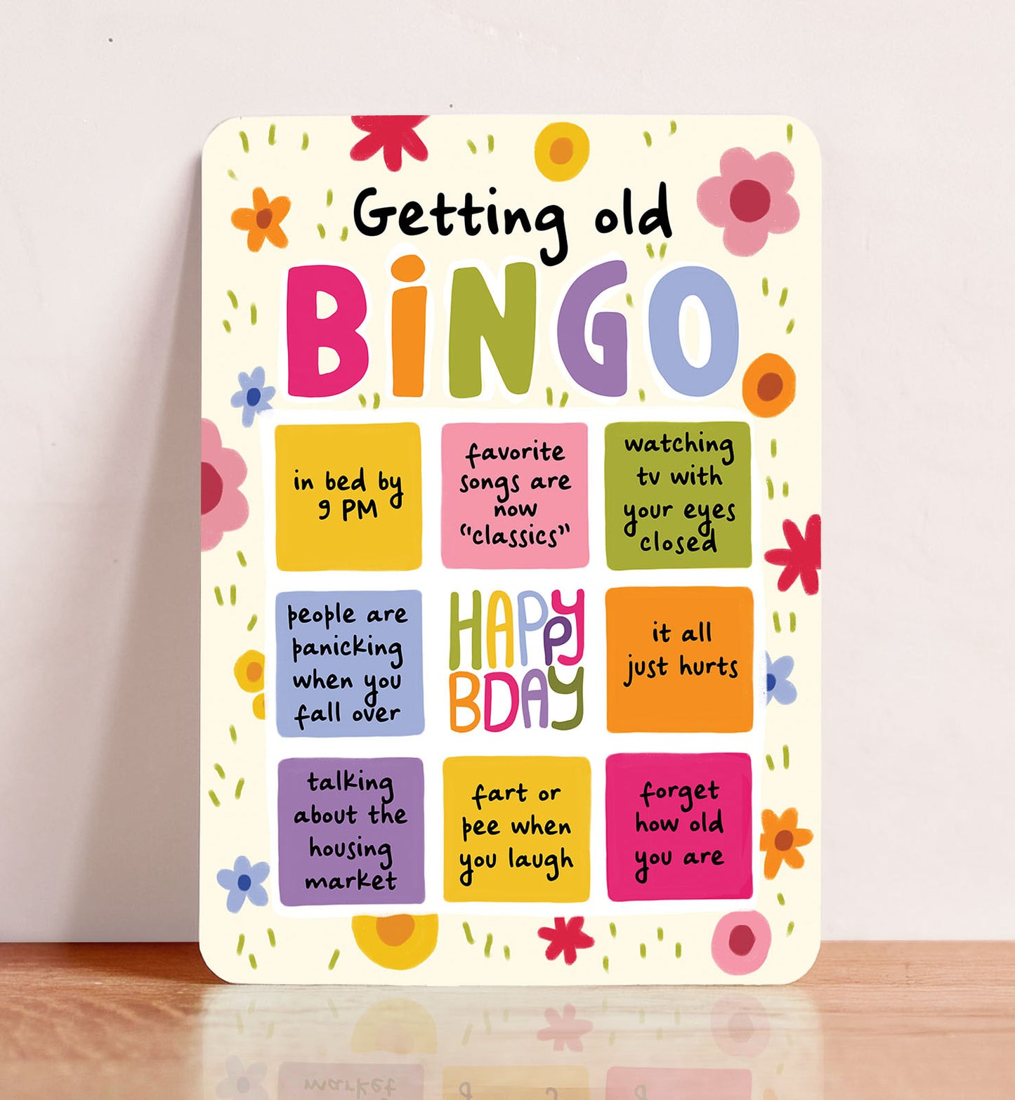 Kaart felicitatie verjaardag grappig bingo ouder worden ansichtkaart