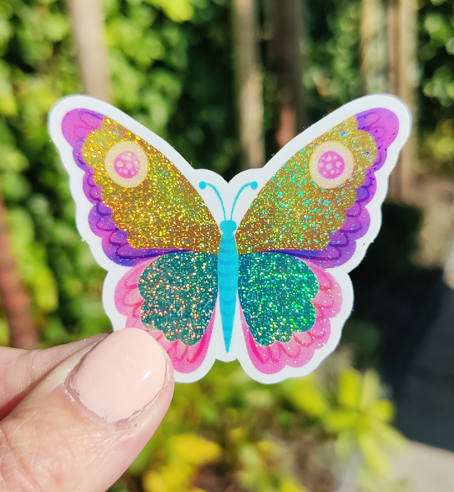 Sticker vlinder dier natuur met glitter vinyl