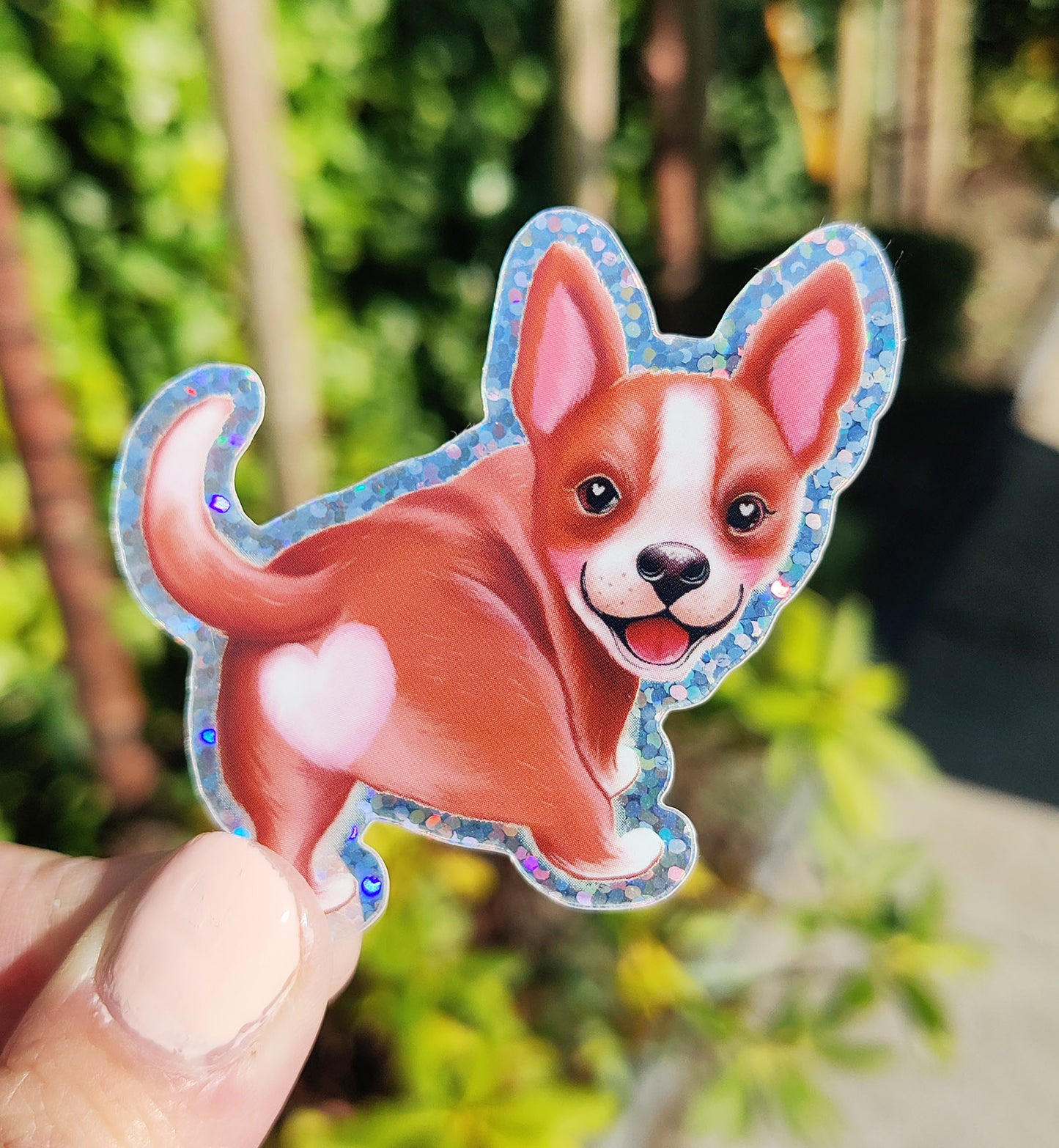 Sticker liefde grappig hond met glitter vinyl