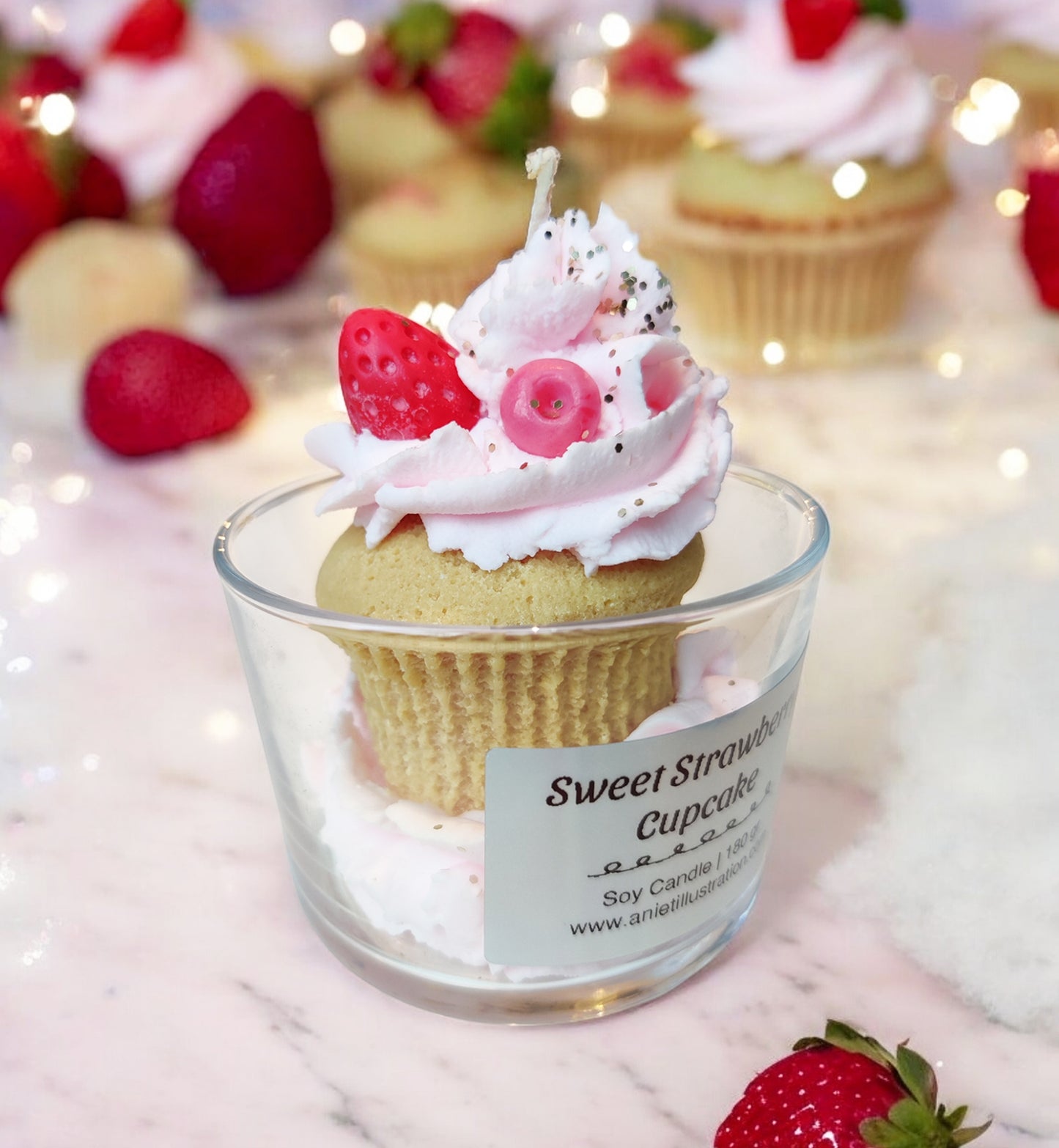 Geurkaars Sweet Strawberry Cupcake Dessert Kaars