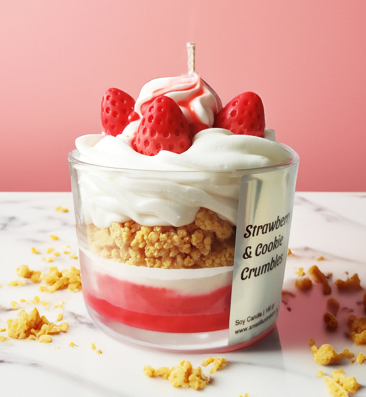 Geurkaars Strawberry & Cookie Crumbles Dessert Kaars