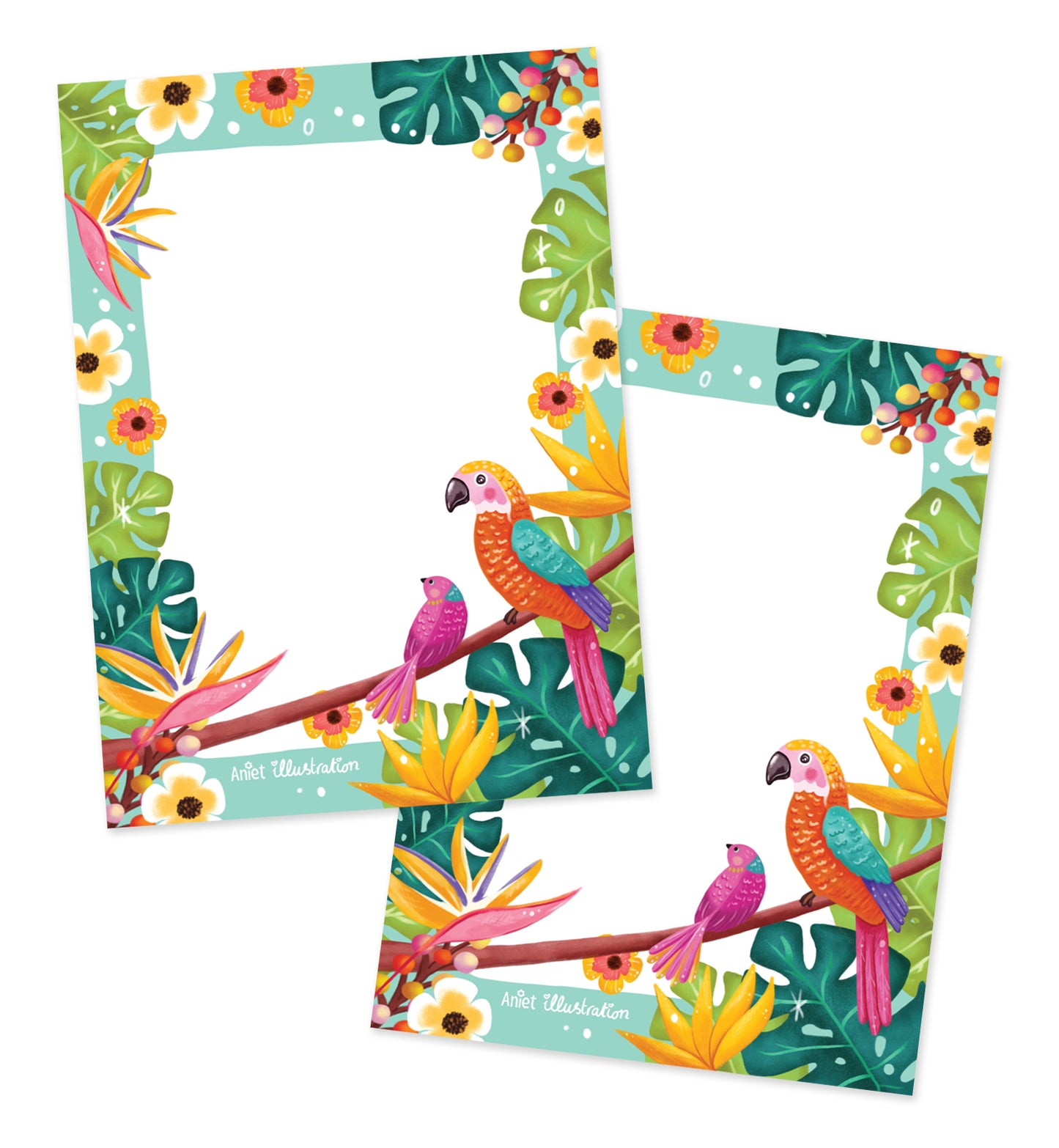 Notitieblok A5 tropische vogels bloemen natuur relax lente zomer vrolijk