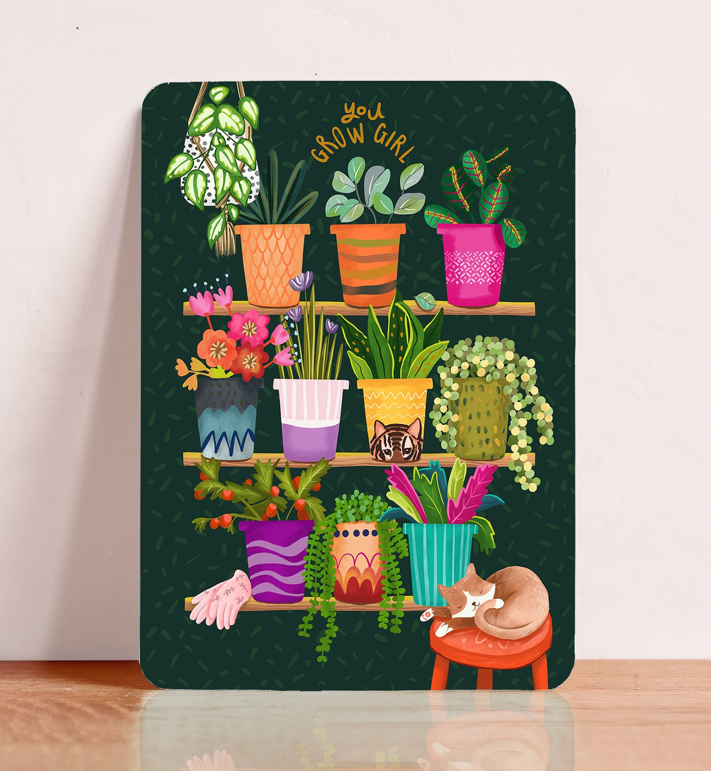 Kaart you grow girl motivatie planten kat zomaar illustratie ansichtkaart