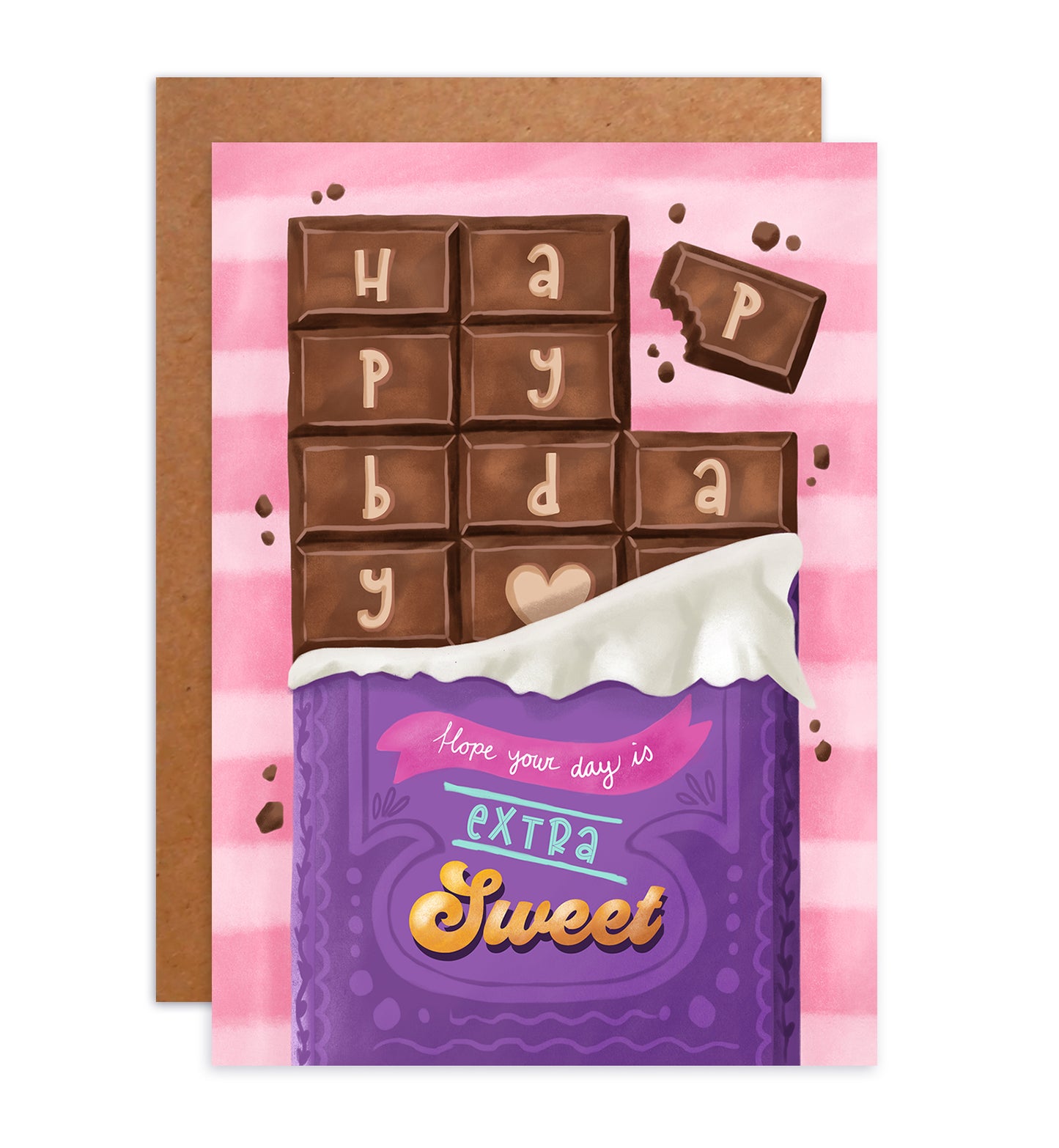 Kaart verjaardag felicitatie chocolade reep snoep sweet birthday