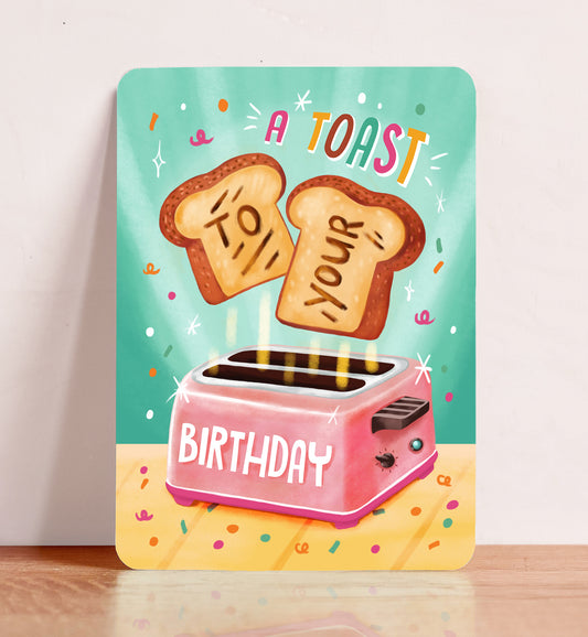 Kaart verjaardag felicitatie toast voor je verjaardag vrouw illustratie ansichtkaart