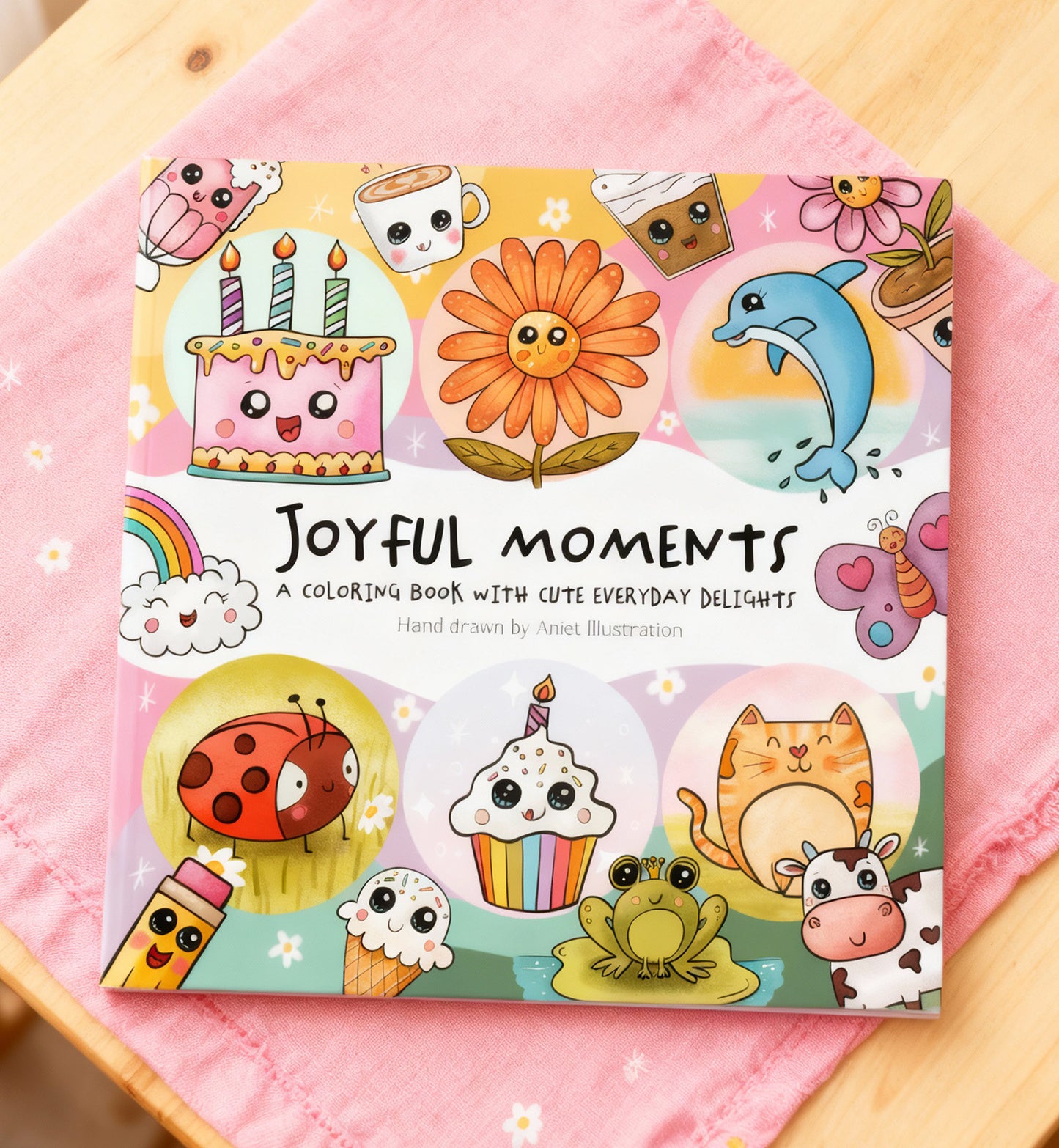 Kleurboek Joyful Moments Simpel Relaxing Schattig Dieren Kawaii