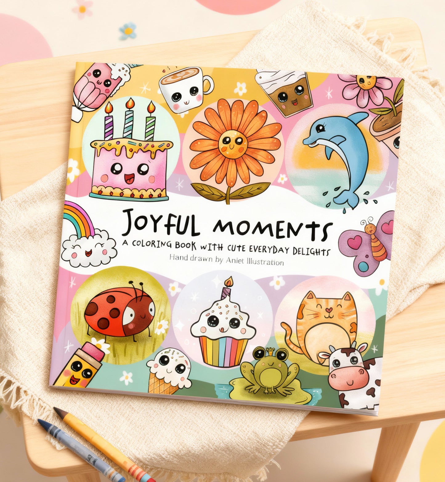 Kleurboek Joyful Moments Simpel Relaxing Schattig Dieren Kawaii