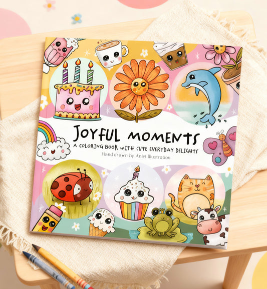 Kleurboek Joyful Moments Simpel Relaxing Schattig Dieren Kawaii