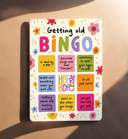 Kaart felicitatie verjaardag grappig bingo ouder worden ansichtkaart