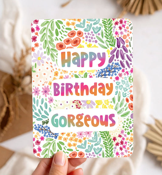 Kaart bloemen blooming patroon felicitatie verjaardag vrouw meisje ansichtkaart