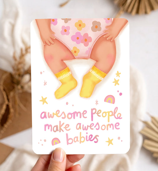 Kaart felicitatie geboorte baby grappig awesome babies meisje ansichtkaart