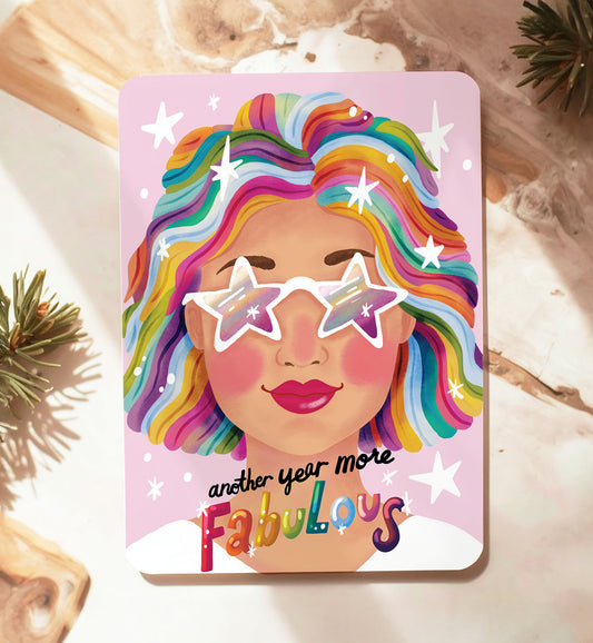 COMING SOON - Kaart felicitatie verjaardag vrolijk vrouw fabulous ansichtkaart