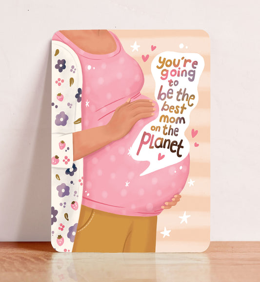 COMING SOON - Kaart felicitatie zwanger baby buik beste moeder ansichtkaart