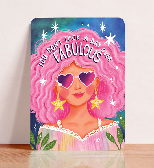 Kaart verjaardag vrouw kleurrijk fabulous grappig ansichtkaart