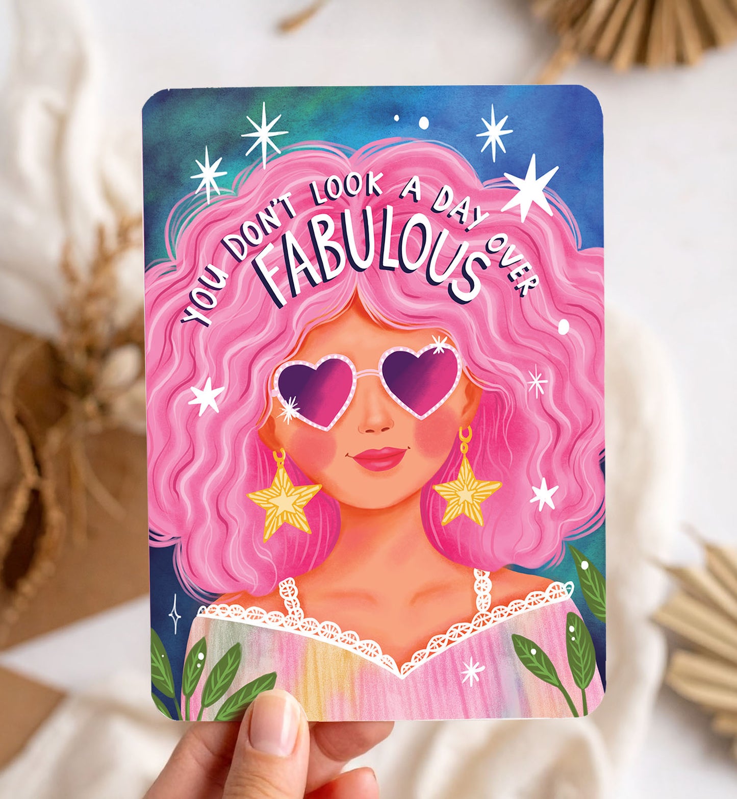 Kaart verjaardag vrouw kleurrijk fabulous grappig ansichtkaart