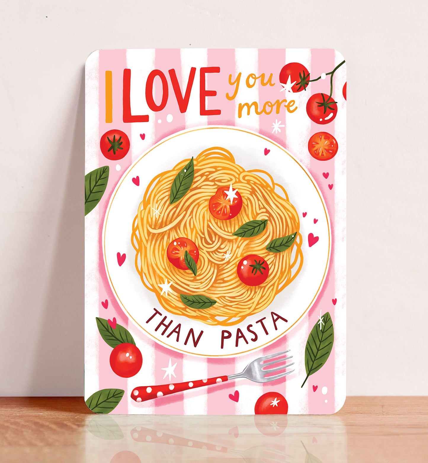 Kaart liefde valentijn I love you more than pasta grappig ansichtkaart