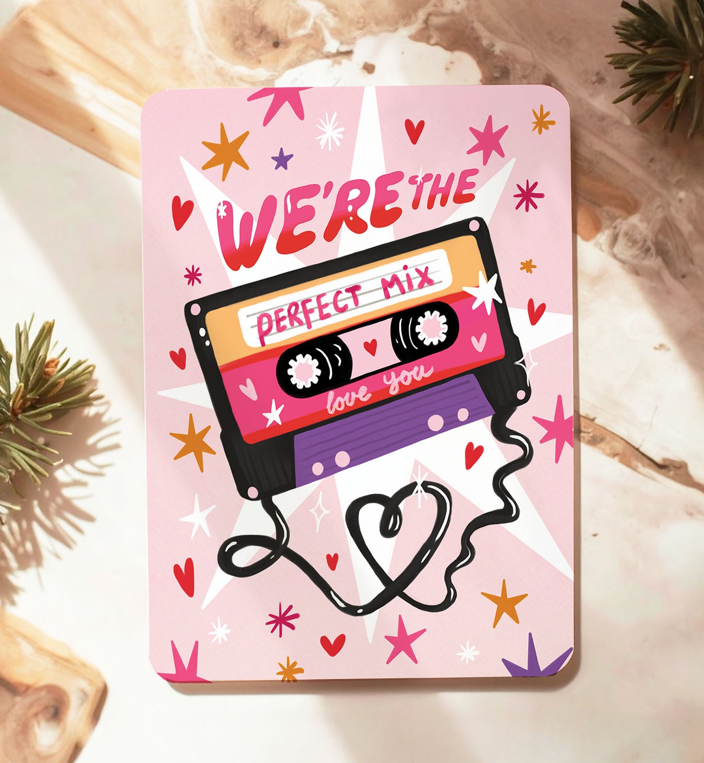 Kaart liefde valentijn retro cassette perfecte mix muziek ansichtkaart