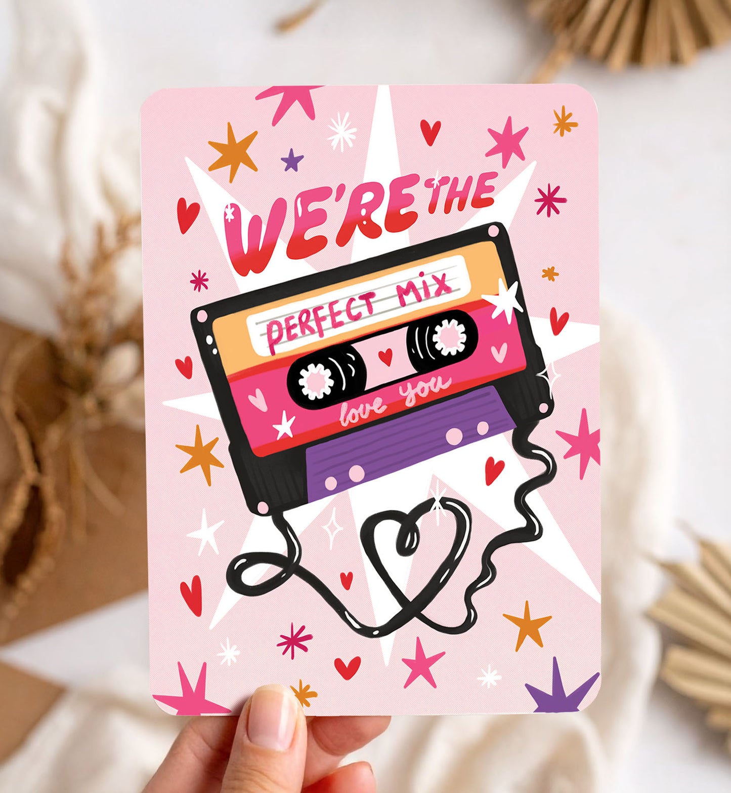 Kaart liefde valentijn retro cassette perfecte mix muziek ansichtkaart